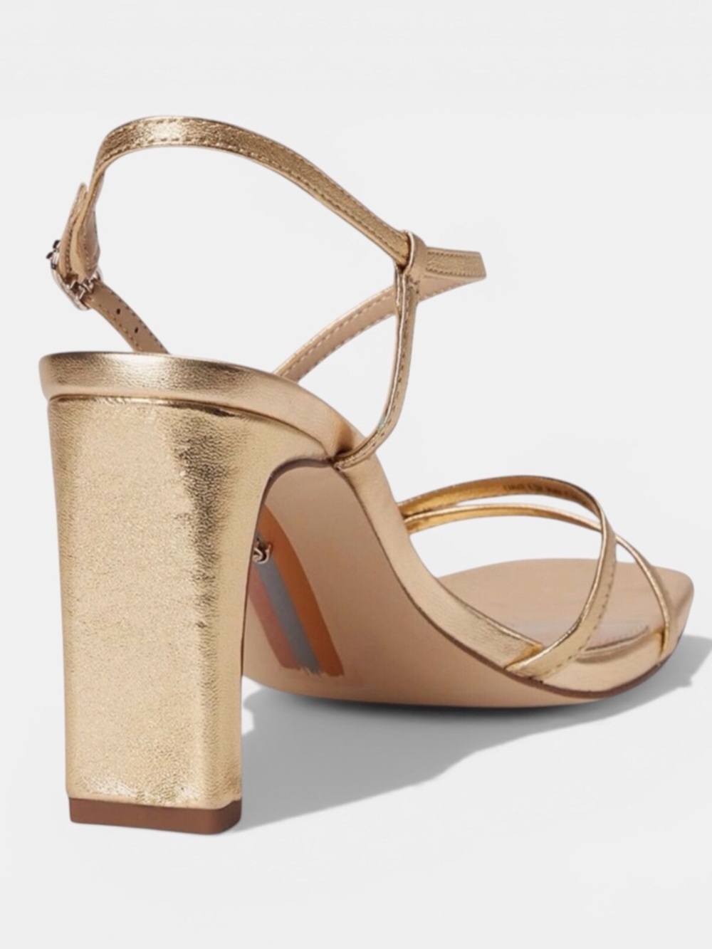 Sam Edelman Women’s Emmie Block Heel Strappy Sandals Gold Sizes-7,7.5,9 NIB - Picture 7 of 12